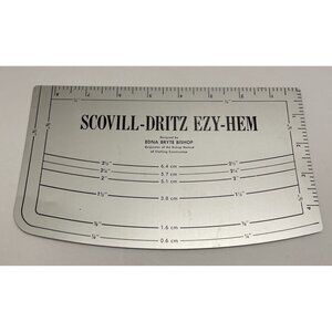 Vintage Scovill Dritz Easy EZY-HEM Metal Gauge Measuring Tool Metal Ruler - VGUC
